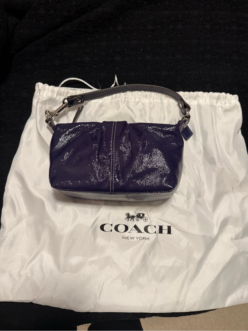 Coach Mini Shoulder Bag in Glossy Plum Patent